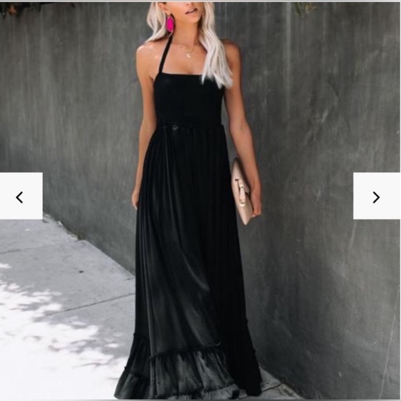 Vici Zayn Smocked Backless Halter Black Maxi Dress - Picture 2 of 12